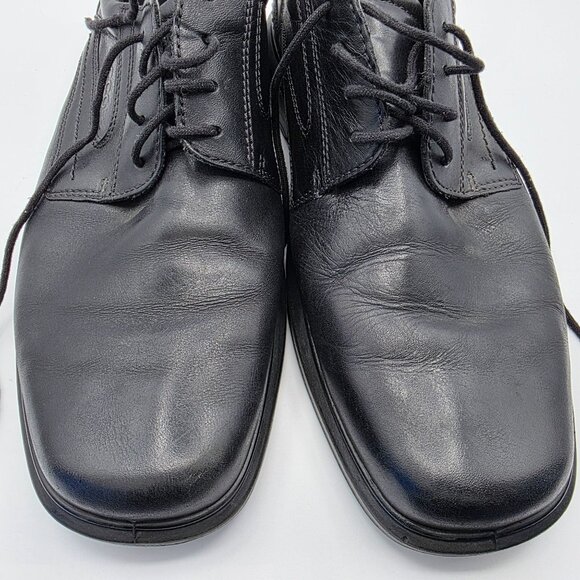 ECCO Helsinki Mens Size 9.5 Black Plain Toe Dress Shoes Oxford Work Wear Casual
